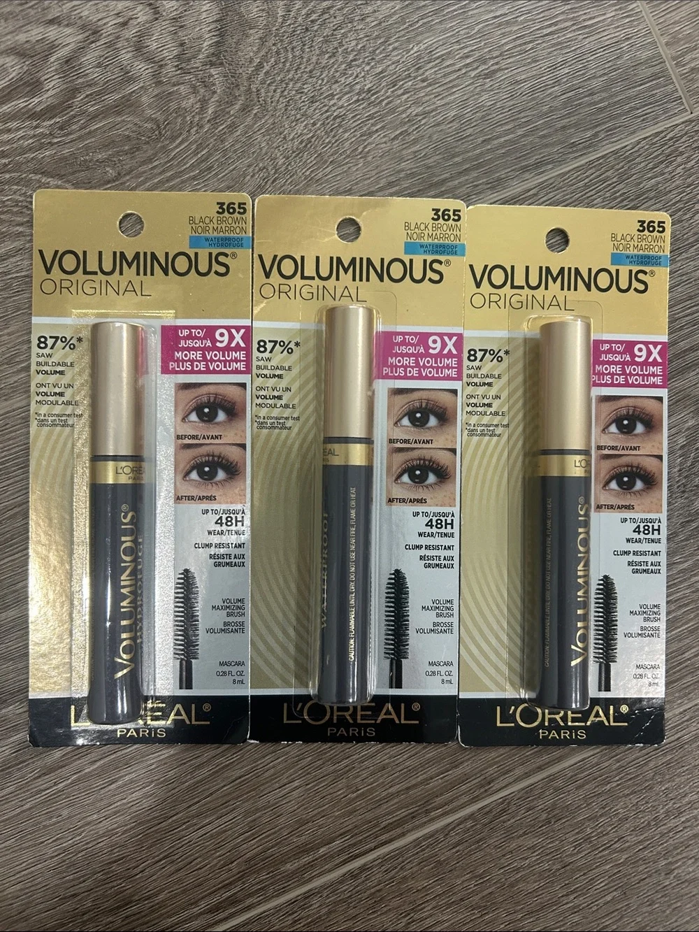 3X L'Oréal Voluminous Waterproof Original Mascara - Black Brown (365)FIRM PRICE
